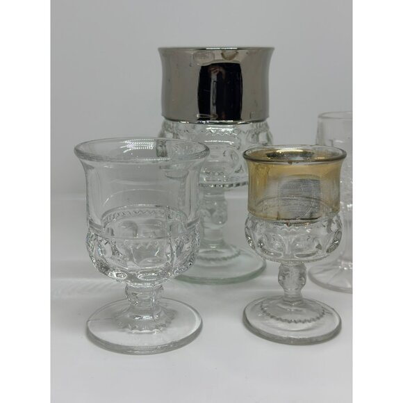 VTG Indiana Glass Kings Crown Clear Goblet Glasses | Set of 4 Barware Drinkware - Picture 2 of 9